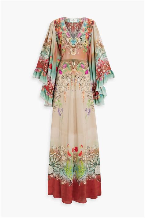 ETRO Ruffled floral-print silk crepe de chine maxi dress | THE OUTNET