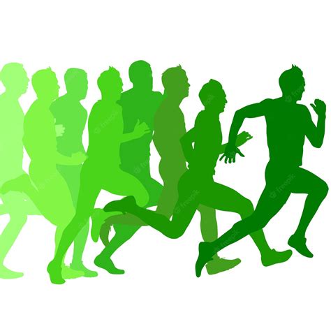 Premium Vector | Set of green silhouettes runners on sprint men vector ...