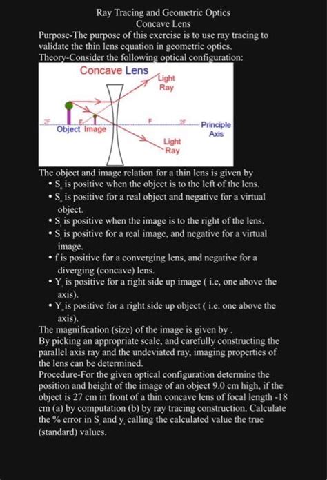 Solved Ray Tracing and Geometric Optics Concave Lens | Chegg.com