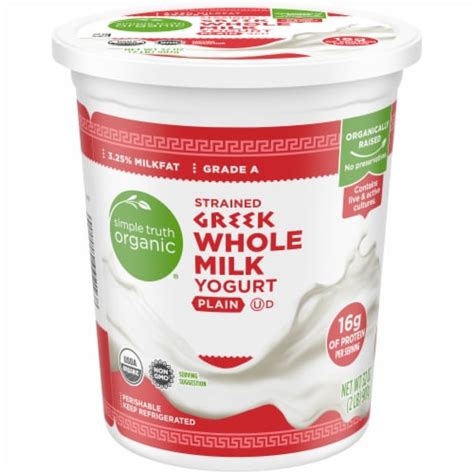 Simple Truth Organic® Plain Whole Milk Greek Yogurt Tub, 32 oz - Kroger