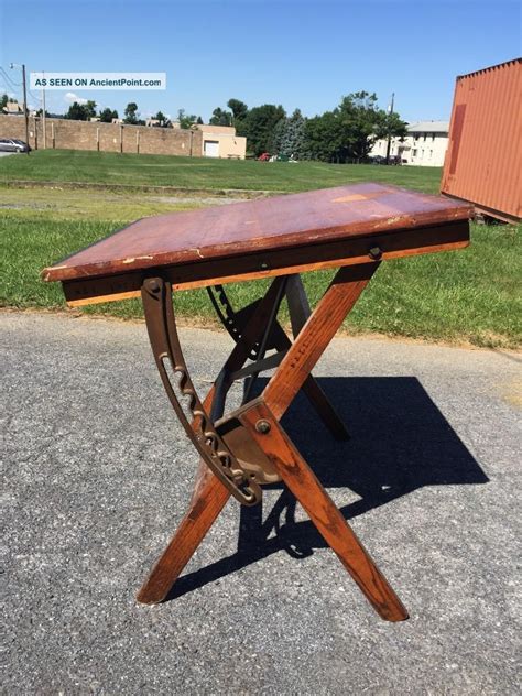 Vintage Drafting Table Drawing Industrial Antique Tilt Wood Architect ...