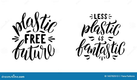 Say No To Plastic Lettering Set. Plastic Free Quotes. Stock Vector ...