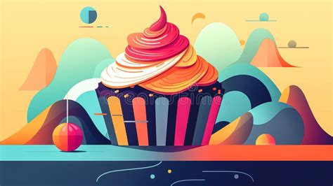 Cupcake Decorated with Whipped Strawberry Cream, Generative AI. Stock Illustration ...
