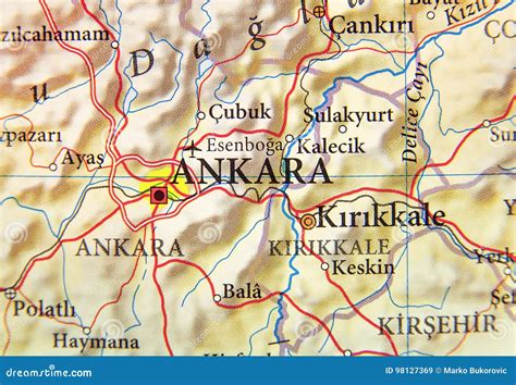 Geographic Map of Turkey with Capital City Ankara Stock Image - Image ...