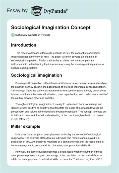 Sociological Imagination Concept - 568 Words | Essay Example