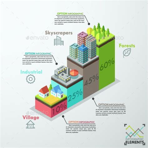 Modern Isometric City Bar Chart Template #geometric #landscape • Download here → https ...