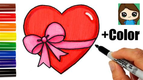 How to Draw a Heart with a Bow Ribbon Emoji Easy | FunnyCat.TV