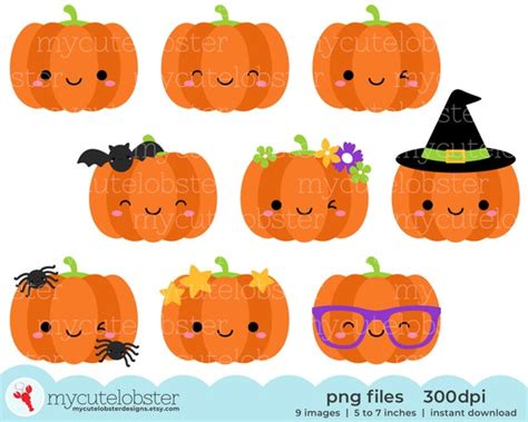 Cute Halloween Pumpkins Clipart Pumpkin Clip Art Halloween - Etsy