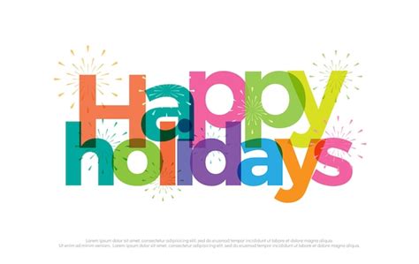 Premium Vector | Happy holidays colorful logo. holiday typography design with fireworks