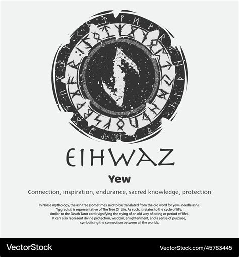 Viking eihwaz rune dark circle shield Royalty Free Vector