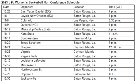 LSU Women's Basketball announces non-conference schedule