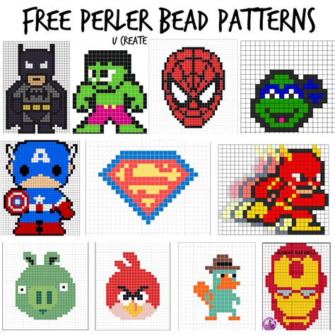 Free Perler Bead Patterns for Kids! - U Create | Perler beads, Perler bead templates, Perler ...