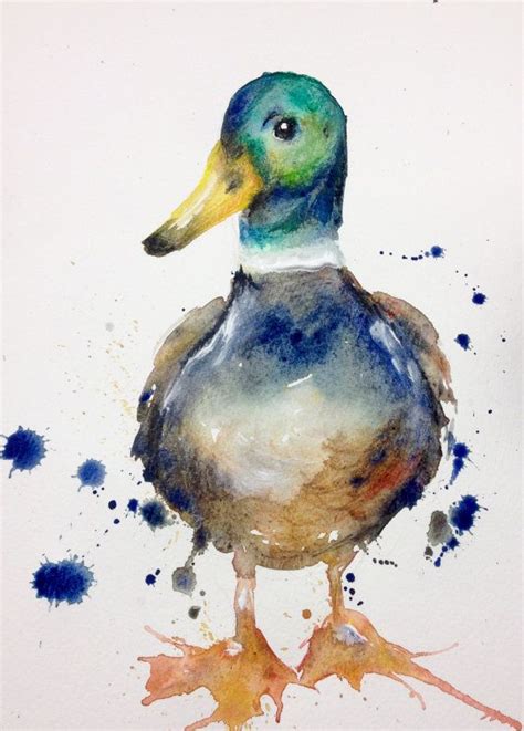 Mallard Duck Watercolour PRINT duck Gift Country Kitchen Original Painting Puddle Paints Art ...