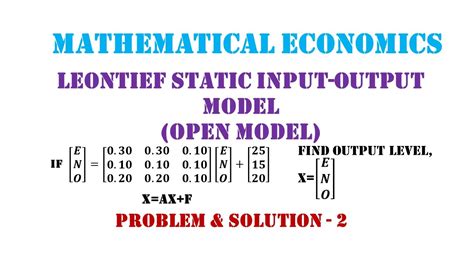 Leontief Input-Output Model - Problem and Solution 2 - YouTube