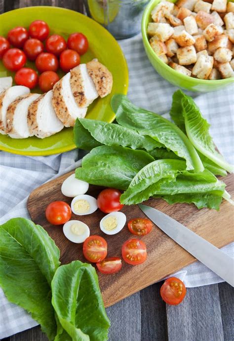 Caesar salad ingredients stock photo. Image of table - 41024796