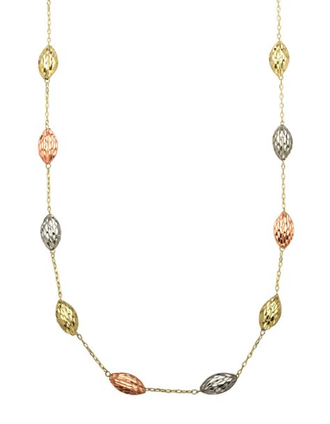 Lord & taylor 14k Tri Tone Station Necklace in Gold | Lyst