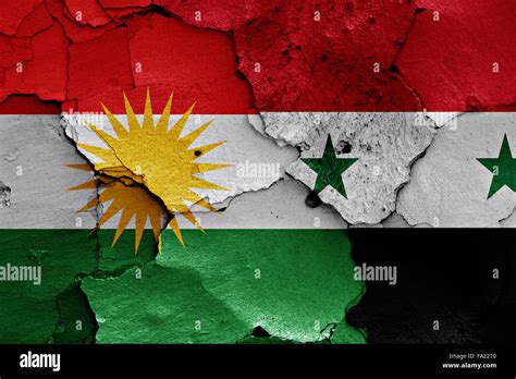 flags of Iraqi Kurdistan and Syria painted on cracked wall Stock Photo, Royalty Free Image ...