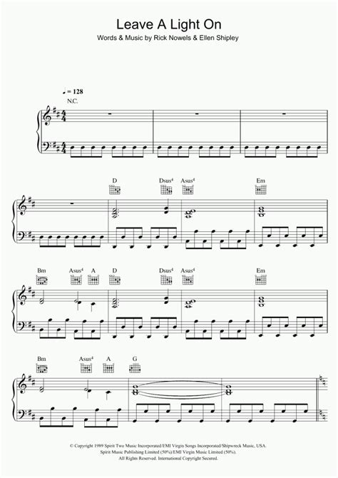 Leave A Light On Piano Sheet Music | OnlinePianist