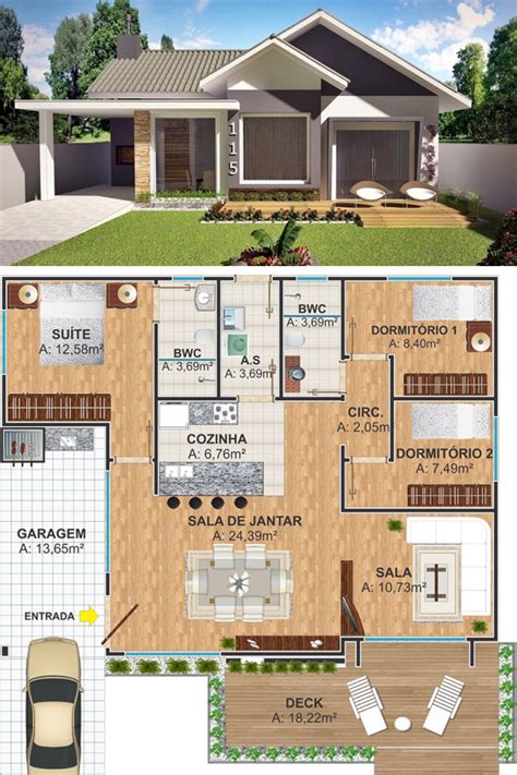 American-style 3 Bedroom House Plan | House plans, American house plans, Little house plans