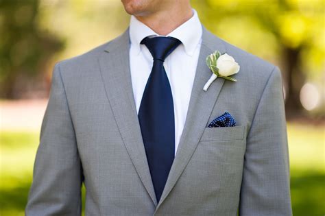 Gray Groom Suit with Navy Tie and Navy Pocket Square | Groom suit grey, Grey suit wedding ...