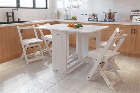 WestWood Dining Table and 4 Chairs Set Folding Drop Leaf Butterfly Kitchen DS16 | eBay