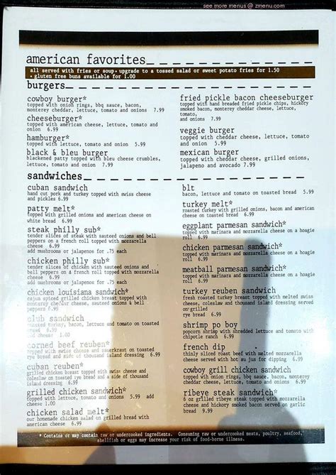 Menu at The Corner Cafe, Griffin