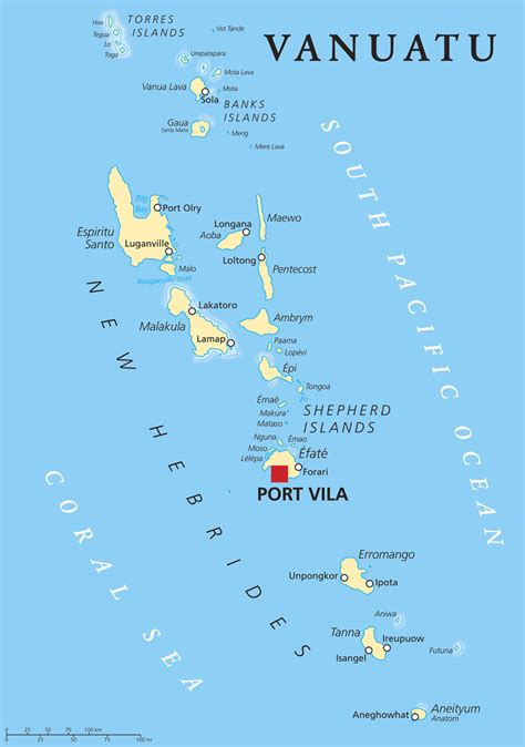 Vanuatu Map and Satellite Image