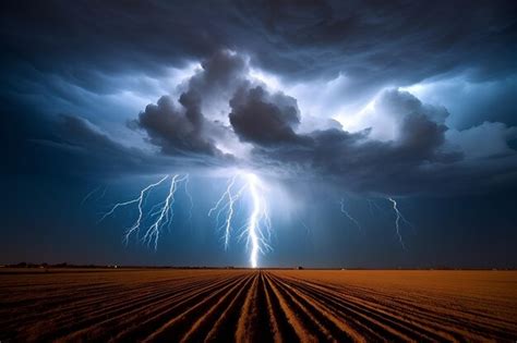 Premium AI Image | Captivating Thunder and Lightning Illuminating the ...