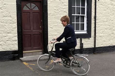 SNP leader Nicola Sturgeon shows her independence as she hits the campaign trail on a bike ...