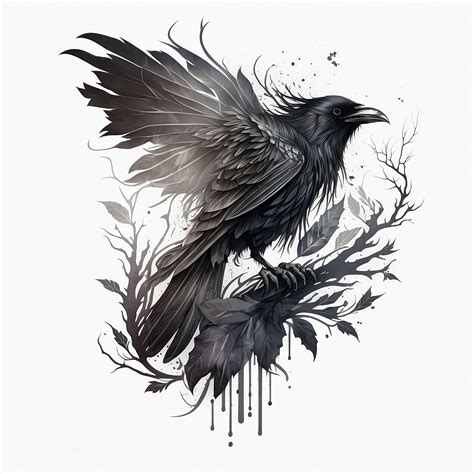 Raven Tattoo Design White Background PNG File Download High Resolution ...