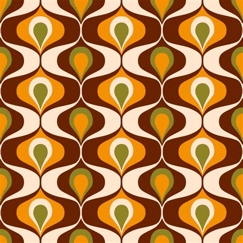 Retro 70s ovals op-art pattern brown, orange Art Print by Dana Du Design - X-Small | Pattern art ...