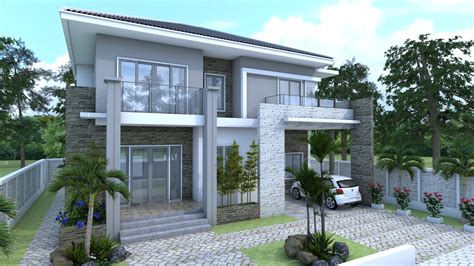 SketchUp Modern Home 10x12m. - House Plan Map