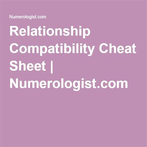Your Numerology Chart : Relationship Compatibility Cheat Sheet | Relationship compatibility ...