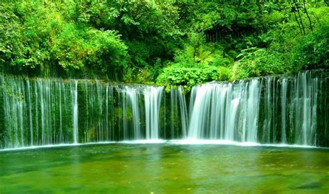 Groene achtergrond met watervallen | HD Wallpapers