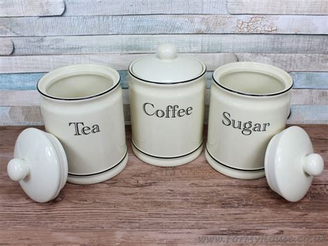 Cream Ceramic Tea Coffee Sugar Canister kitchen storage set | eBay