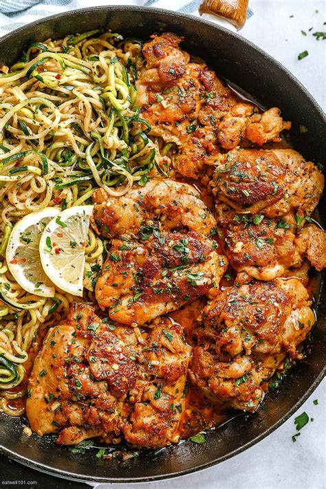 Lemon Garlic Butter Chicken and Zucchini Noodles Skillet | Zucchini ...