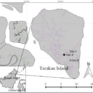 Location of the studied sites in the Tarakan Island of North Kalimantan. | Download Scientific ...