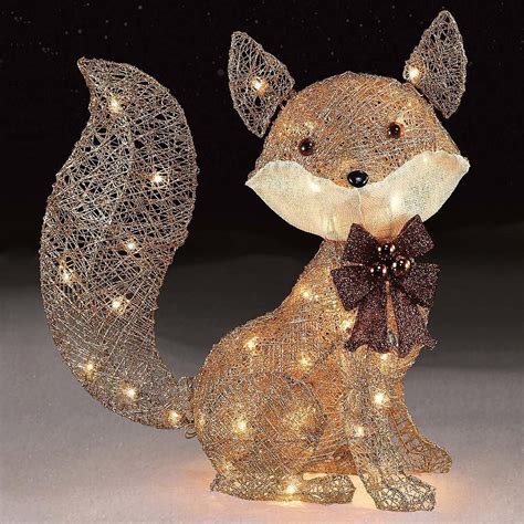 Christmas Lighted 3D Gold Fox Indoor Outdoor Yard PreLit Lawn Figure ...