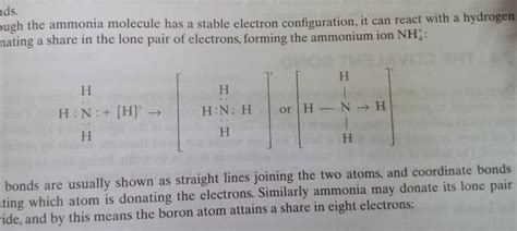 the ammonia molecule has a stable electron configuration, it can react wi..