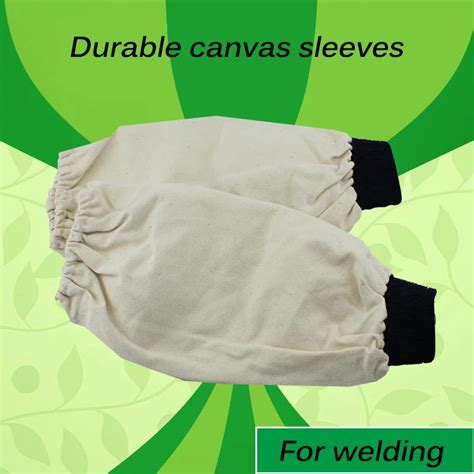 1 Pair Welding Arm Sleeves Flame Retardant Cotton Canvas Protection Elastic Wrist 40cm Welder ...