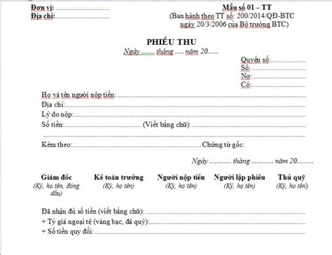 Cách viết và tổng hợp những mẫu phiếu thu tiền mặt mới nhất