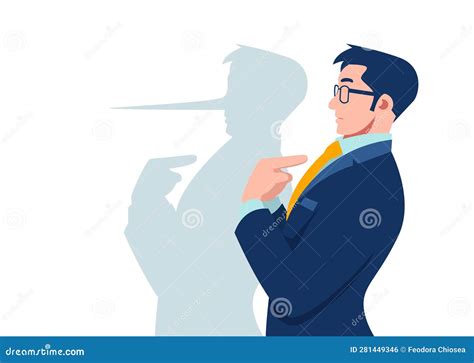 Vector of a Businessman Looking Surprised when Being Caught on Lie ...