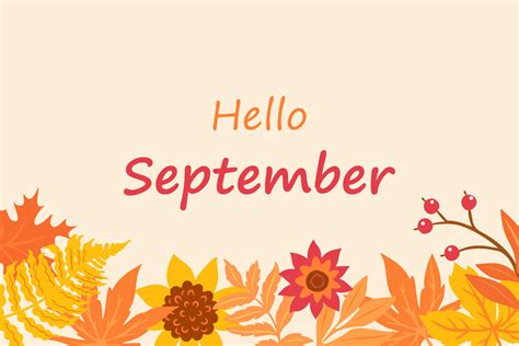 Hello autumn poster with foliage. Hello September. Autumn background ...