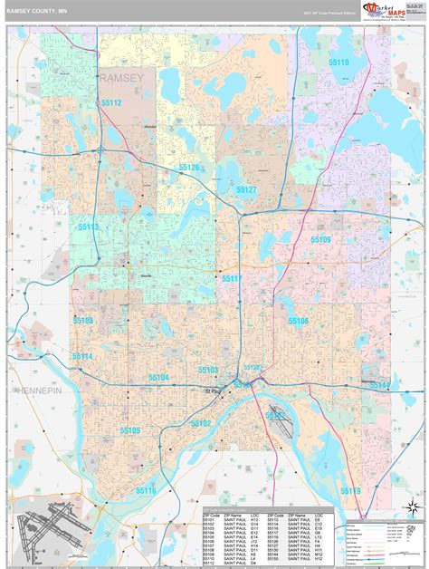 Ramsey County, MN Wall Map Premium Style by MarketMAPS