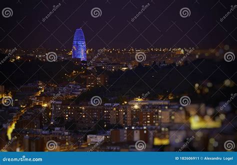 Barcelona skyline at night editorial photo. Image of barcelona - 182606911