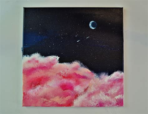 Starry sky with pink clouds, This is my new painting. What do you think of the result? : r/SpecArt