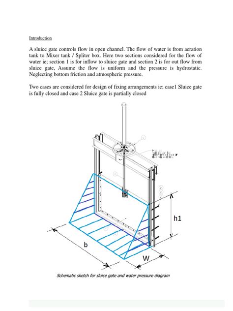 Sluice Gate Design Mathcad | PDF | Fluid Dynamics | Pressure