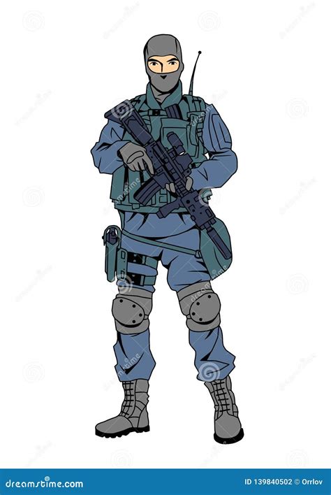 Special Forces Police Officer, Cartoon, Character, Color, Drawing ...