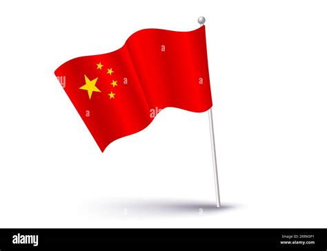 Vector illustration of China flag. Vector icon of flag of China in realistic style. Chineese ...