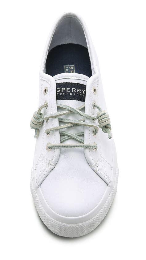 Lyst - Sperry Top-Sider Seacoast Leather Sneakers - White in White